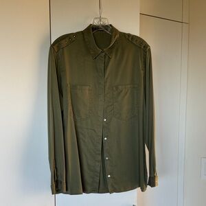 Zara Olive Green Button-Up Blouse